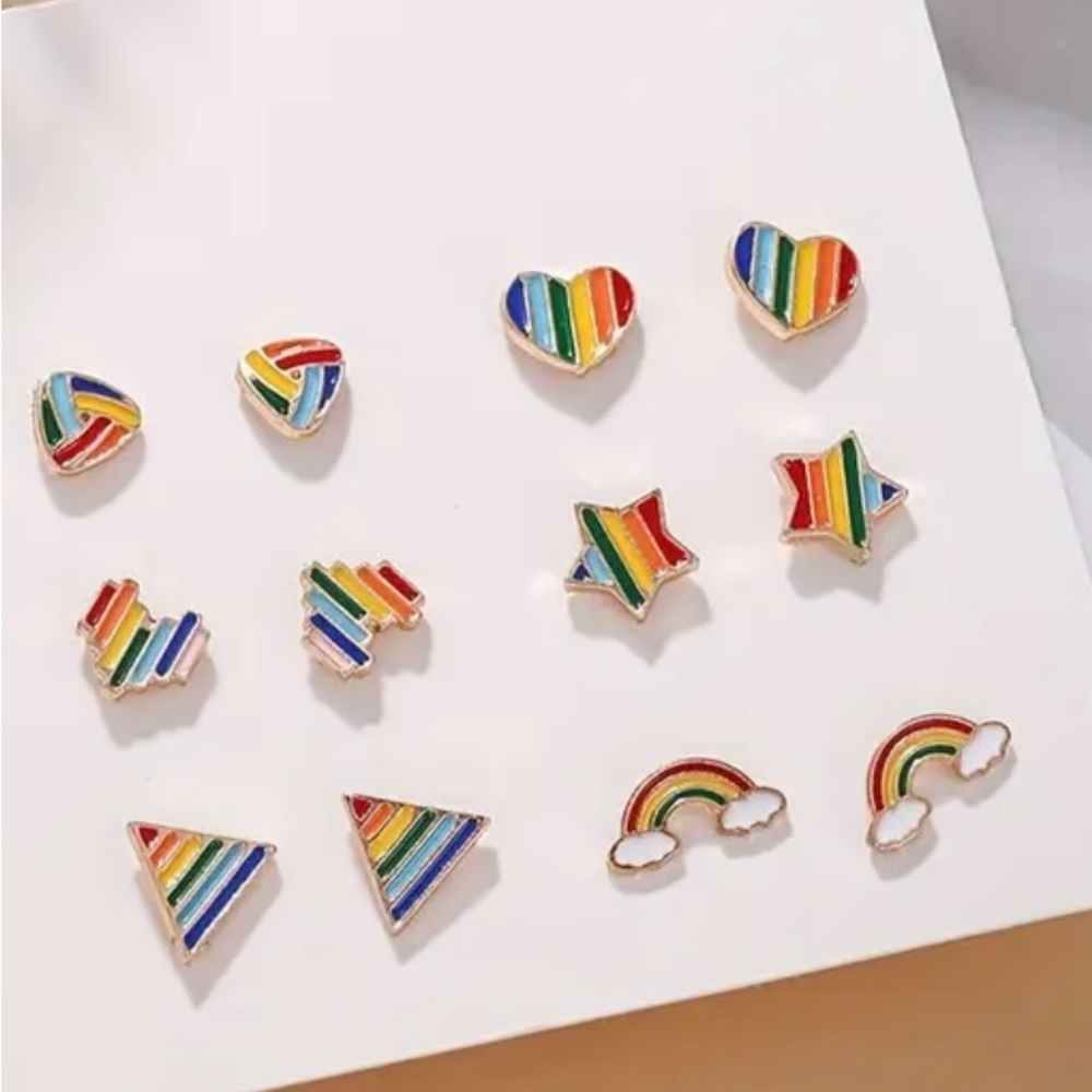 Vibrant Red and Orange Rainbow Earrings